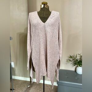 RDI Baby Pink Speckle Knit Oversized Tunic Sweater Asymmetrical Lagenlook Boho M